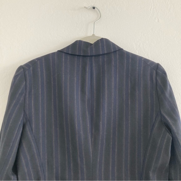 Theory Wool Pinstripe Blazer Black Workwear Preppy Minimalist Office Size 10 - Picture 10 of 14